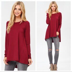 California Long Sleeve Tee- Burgundy | NWOT